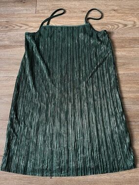 OAK + FORT Shimmery Forest Green Pleated Slip Skirt